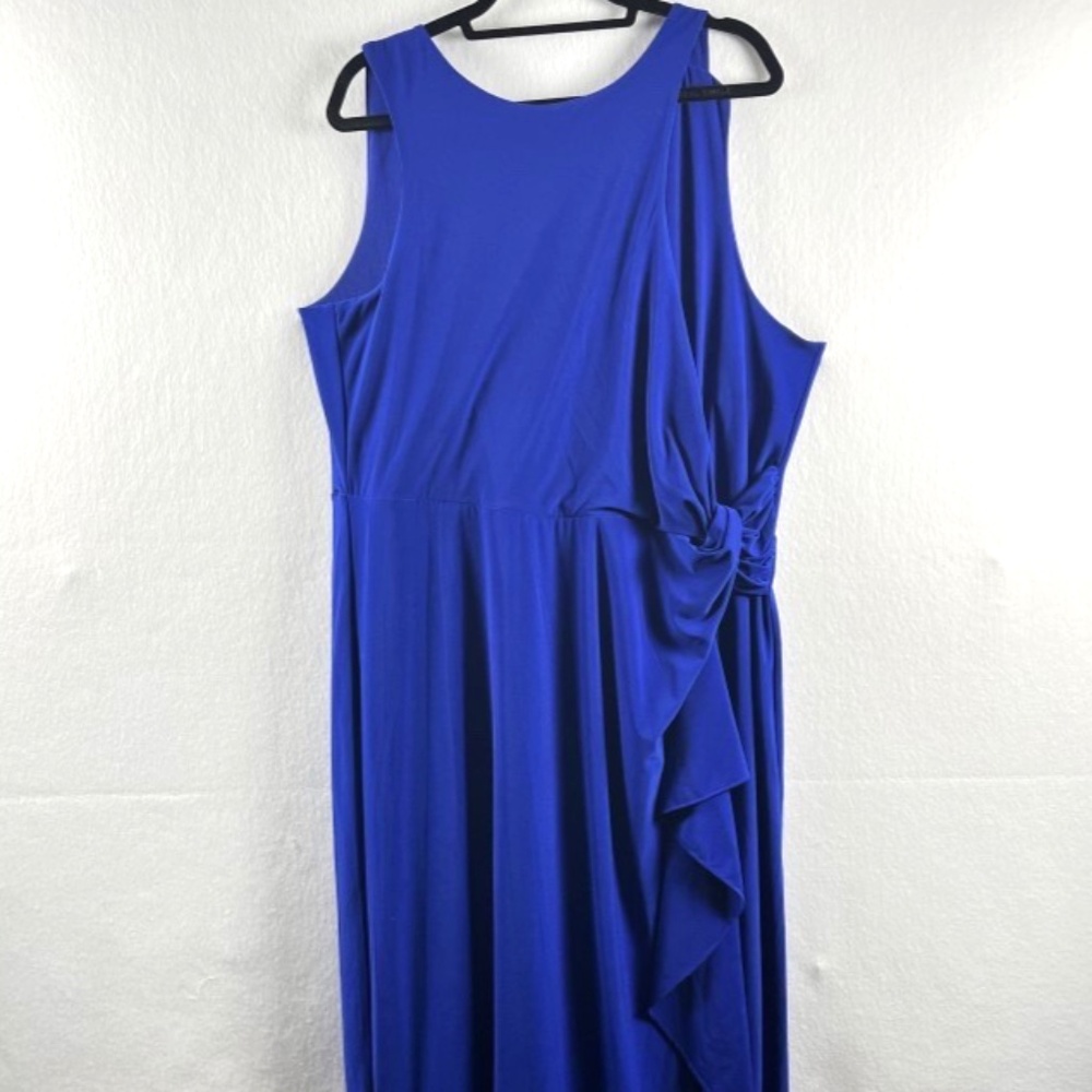 Emma & Michele Sleveless Royal Blue Maxi Dress Knotted Ruffle Size 2X